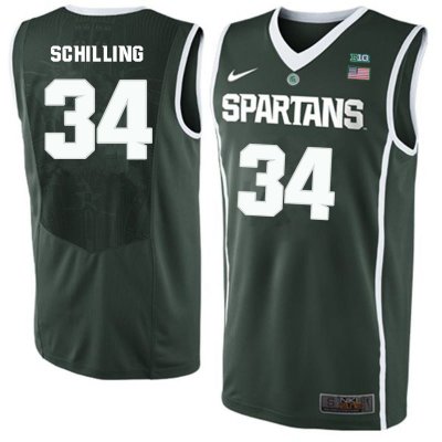 Men Gavin Schilling Michigan State Spartans #34 Nike NCAA 2020 Green Authentic College Stitched Basketball Jersey IY50B75UV